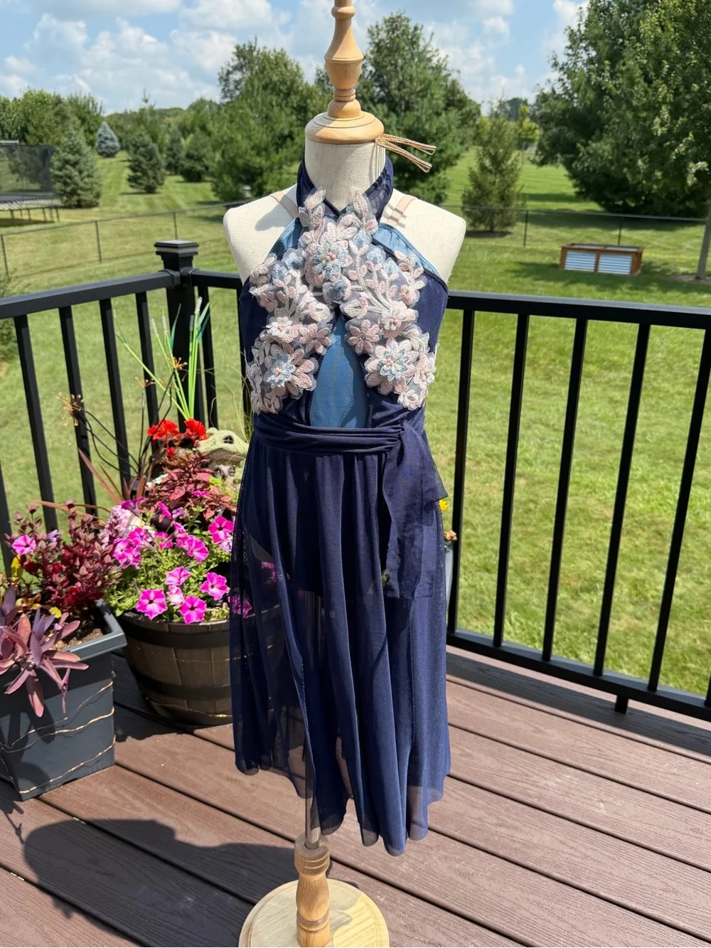 Revolution Wildest Dreams RC23910 Lyrical Dance Costume LC Navy Floral Lace
